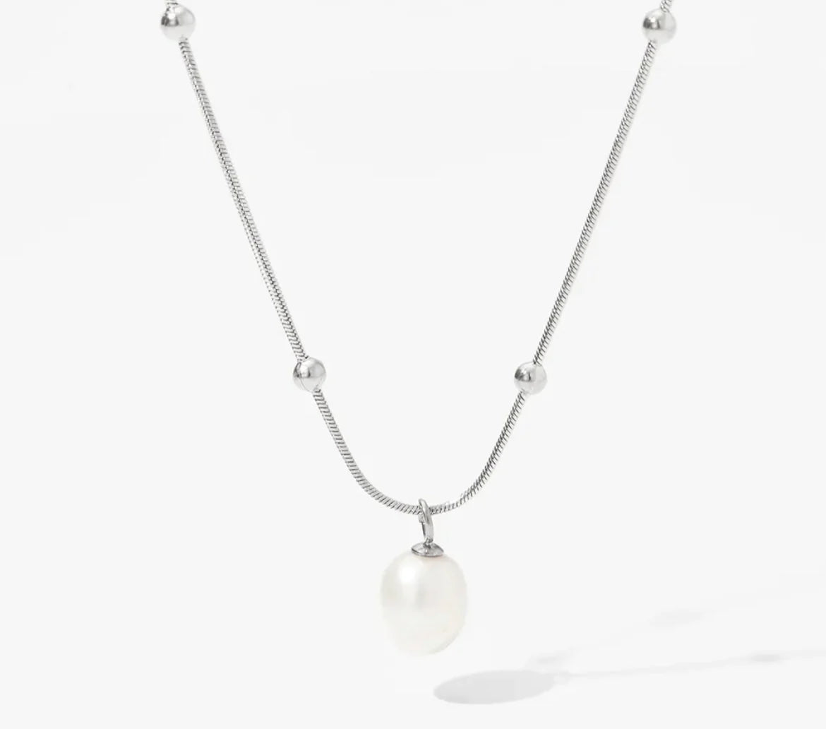 Boho & Mala Pearl Stainless Steel Pendant Necklace