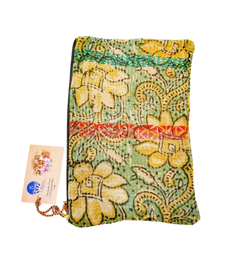 Kantha Clutch with Bagru Pint