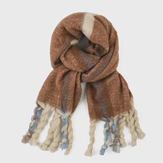 Chequered Winter Scarf in Brown