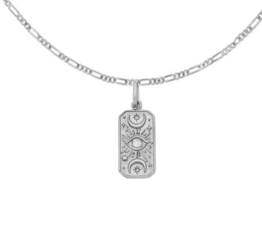 Boho & Mala Oval Evil Eye Sterling Silver Necklace