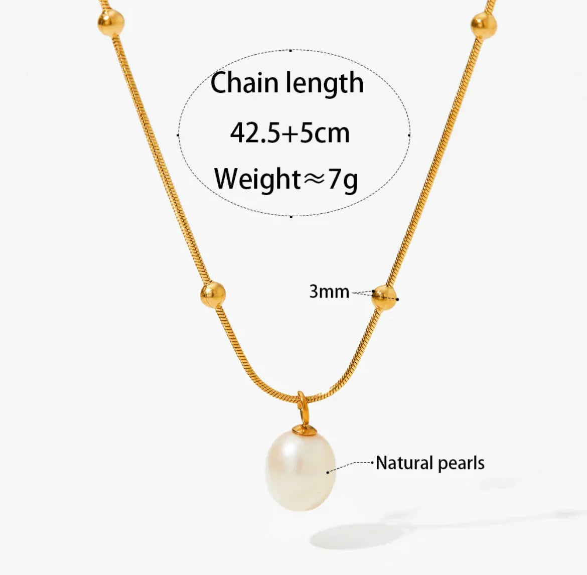 Boho & Mala Pearl Stainless Steel Pendant Necklace