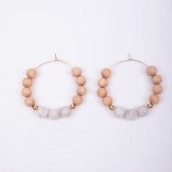 Shadow Stone Hoop Earrings | Grey Marble