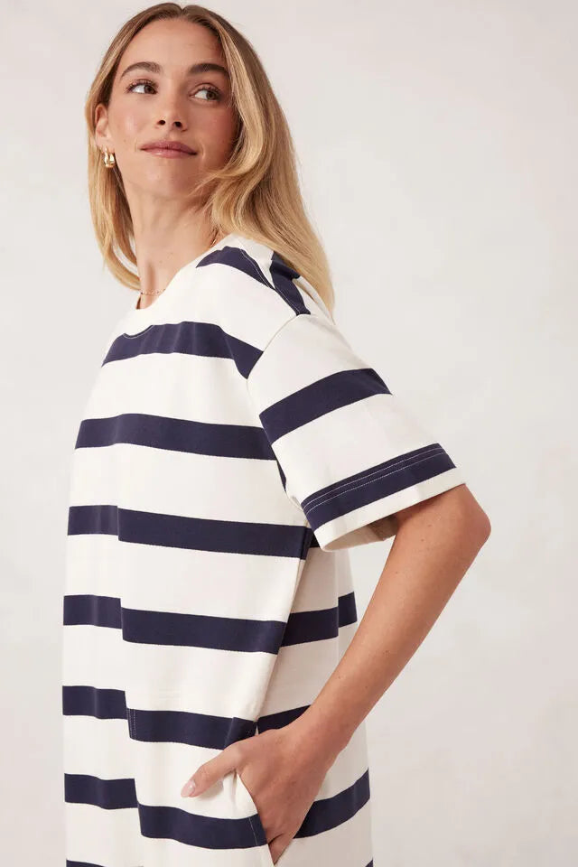 Midi Terry white/navy