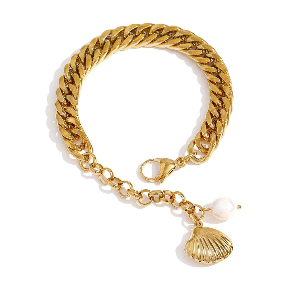 Boho & Mala 18K Gold Plated Curb Chain Bracelet DCB1010