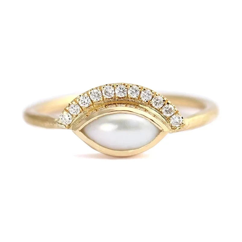 Boho & Mala Opal Open Gold Ring- Size 8