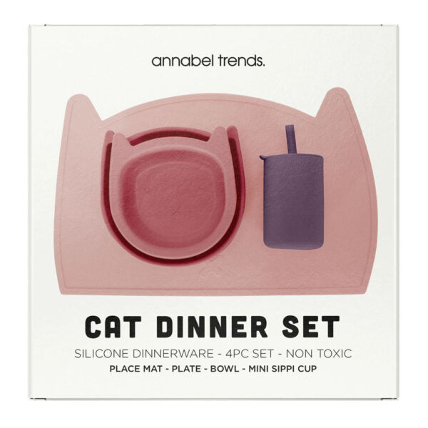Silicone 4pc Dinner Set- Cat